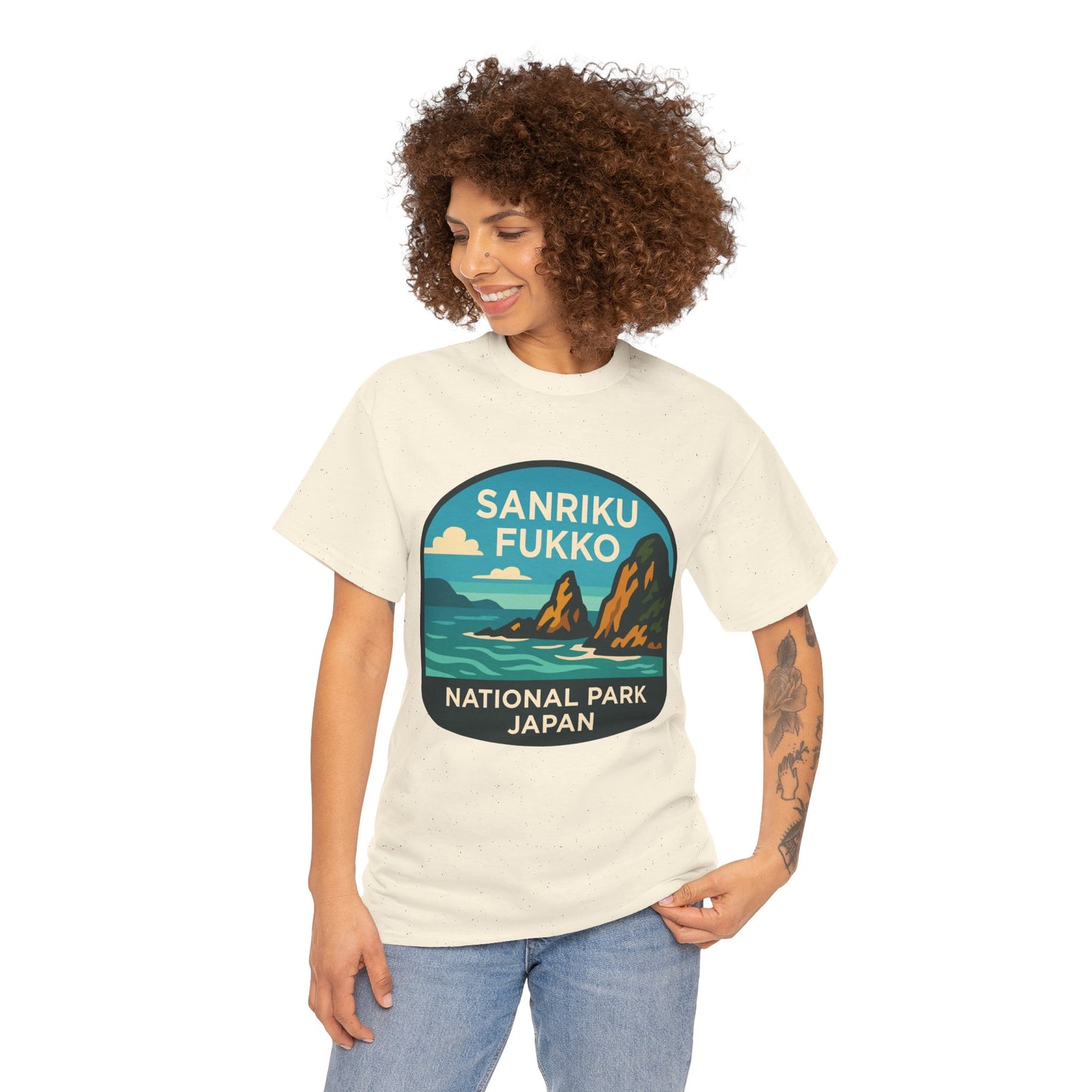 Sanriku - Fukko National Park Logo Unisex Heavy Cotton Tee